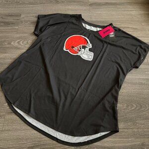NWT FOCO NFL Cleveland Browns Helmet Women's Tunic Top Shirt Size 2XL